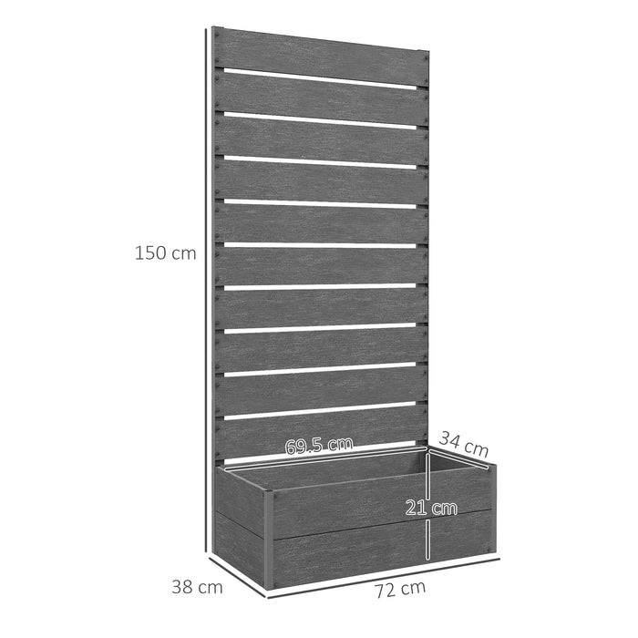 Freestanding Planter with Trellis Support - Garden Box for Climbing Plants, Vines & Flowers with Drainage - Perfect for Outdoor Spaces, Patios, 72x38x150cm Dark Grey