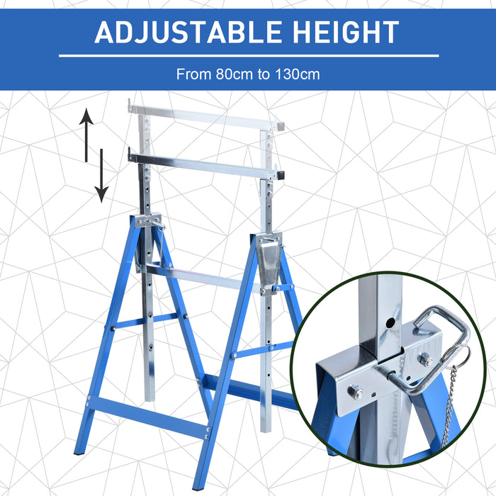 Adjustable Telescopic Builders Trestle Twin-Pack - DIY Steel Work Bench and Folding Sawhorse for Carpentry - Convenient Construction Tools for Contractors and Home Projects