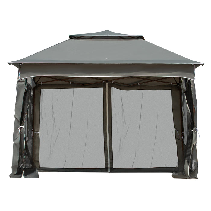 Pop-Up Gazebo with Double Roof and Netting - 3x3m Garden Tent for Outdoor Events, Includes Carry Bag - Ideal for Patio Parties and Outdoor Gatherings, Dark Grey
