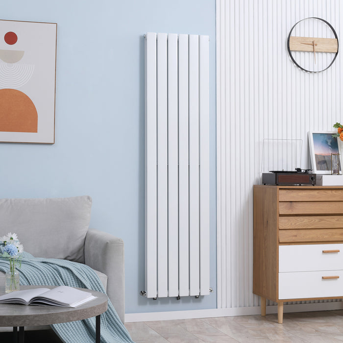 Horizontal Designer Wall-Mounted Water-Filled Radiator - Centralized Space Heating Solution for Bedroom and Home Office - Sleek White Finish for Modern Interiors