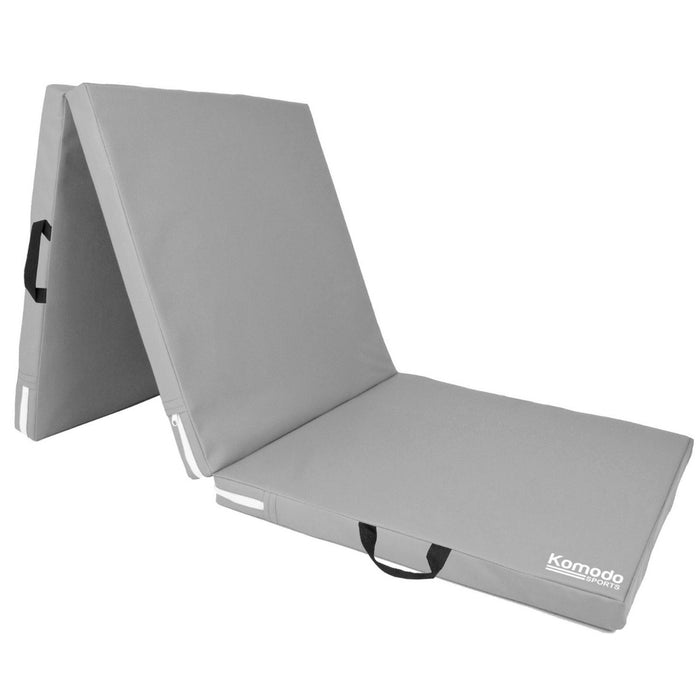 Komodo - Portable Tri-Fold Exercise Mat in Grey - Ideal for Yoga, Pilates, and Fitness Enthusiasts