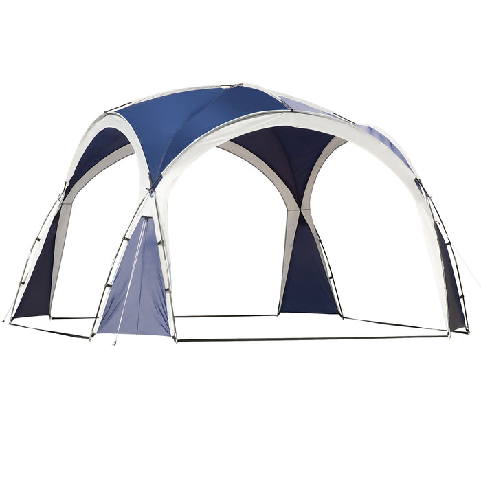 Outdoor Marquee Tent 3.5 x 3.5M - Spire Arc Pavilion Gazebo, Garden Sun Shelter, Patio Canopy in Blue and Grey - Ideal for Camping and Backyard Entertainment