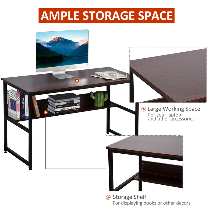 Adjustable Home Office Computer Desk - Study and Writing Workstation with Storage Shelf and Metal Frame - Ideal for Laptop Users with Space-Saving Needs