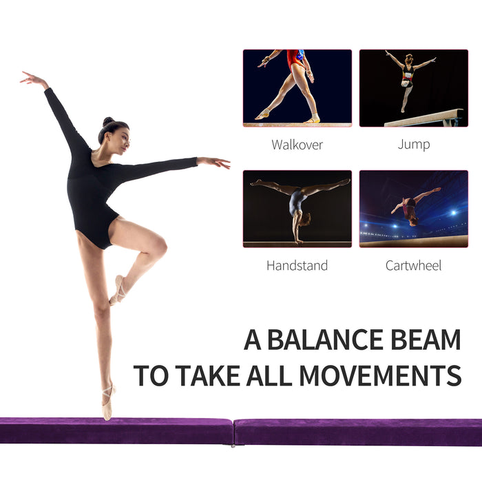 Balance Beam Trainer - 2.1 Meter Gymnastics Beam, Durable Purple Practice Equipment - Ideal for Budding Gymnasts and Athletes