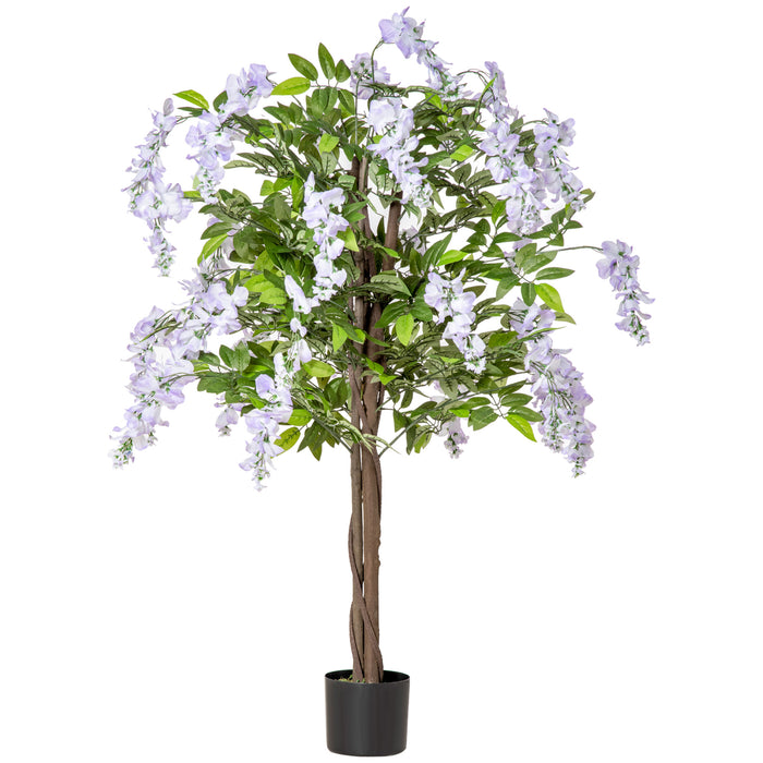 Artificial Wisteria Flower Tree - Lifelike Faux Plant in Nursery Pot, 110cm Tall - Perfect for Indoor/Outdoor Home Decoration