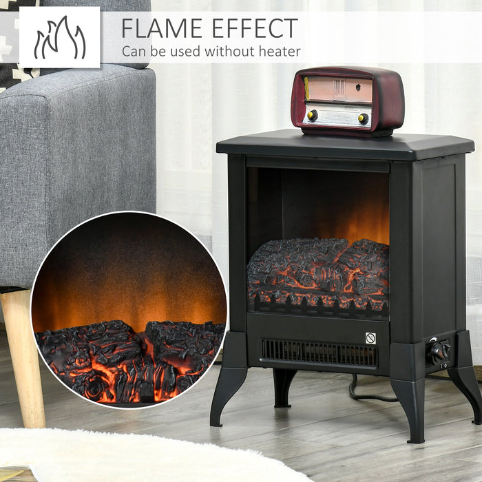 Electric Fireplace Heater - Freestanding Stove with Realistic Flame, Adjustable Thermostat - Safe, Cozy Warmth for Home Ambiance