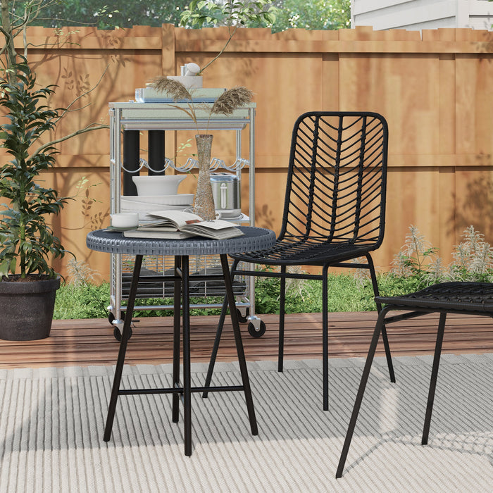 PE Rattan Outdoor Side Table - Durable Grey Weather-Resistant Accent Furniture - Ideal for Patio & Garden Spaces