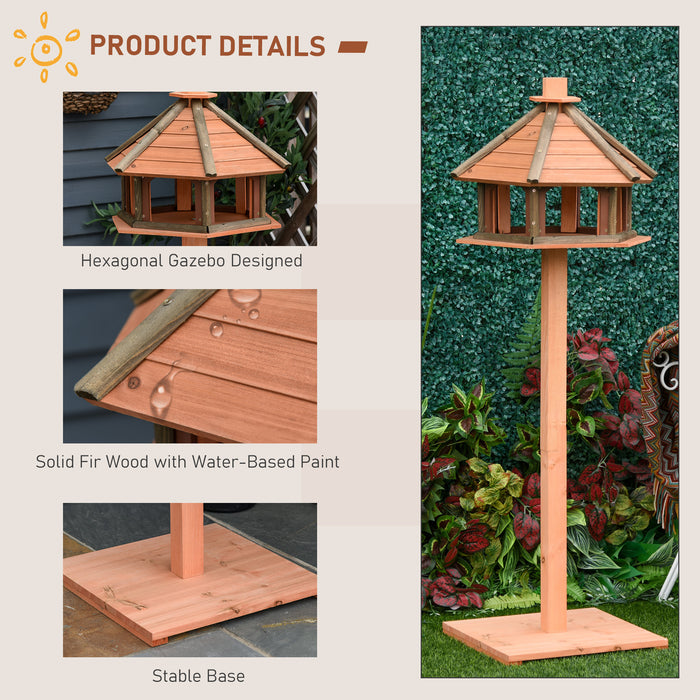 Outdoor Wooden Bird Feeder and Birdhouse - 130cm Water-Resistant Roof, Playstand Design - Ideal for Garden Wildlife Enthusiasts