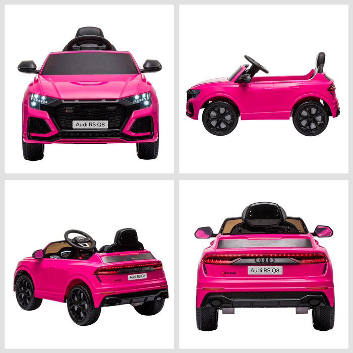 Audi RS Q8 Kids Electric Ride-On Car - 6V Battery-Powered with Parental Remote, Music, Lights, USB, MP3, Bluetooth - Perfect for Young Drivers in Pink