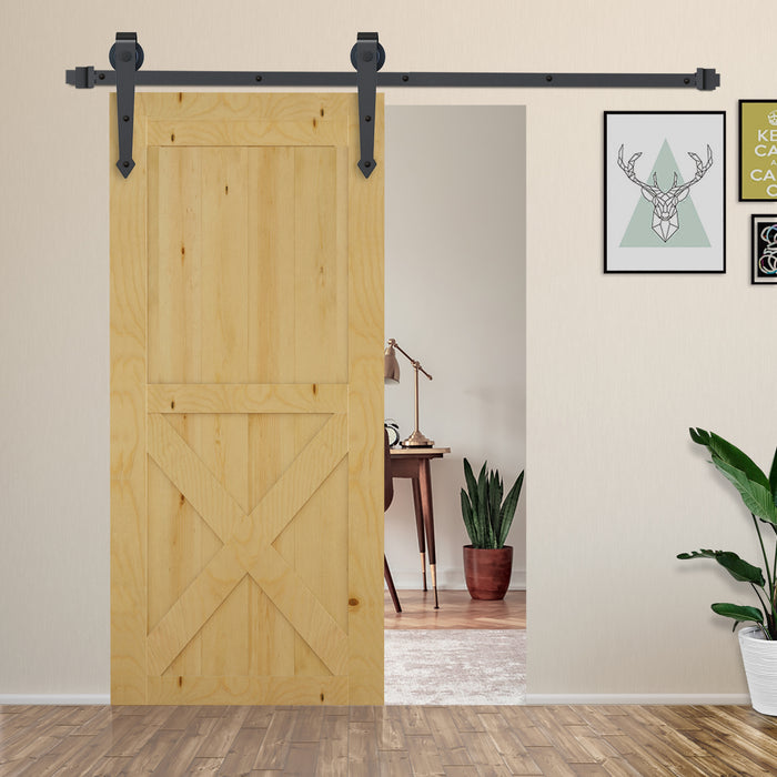 Carbon Steel 6.6FT Sliding Barn Door Hardware Kit - Antique Style Track System for Closet & Wooden Door - Space-Saving Design for Home Renovation