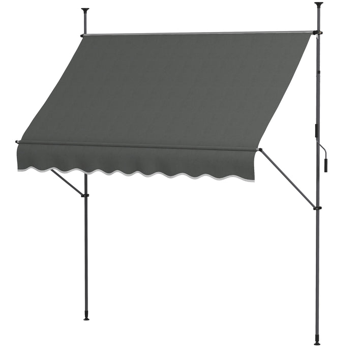 Retractable Awning 2.5 x 1.2m - Free Standing UV-Resistant Patio Sun Shade Shelter for Window and Door, Dark Grey - Ideal Outdoor Protection for Homeowners