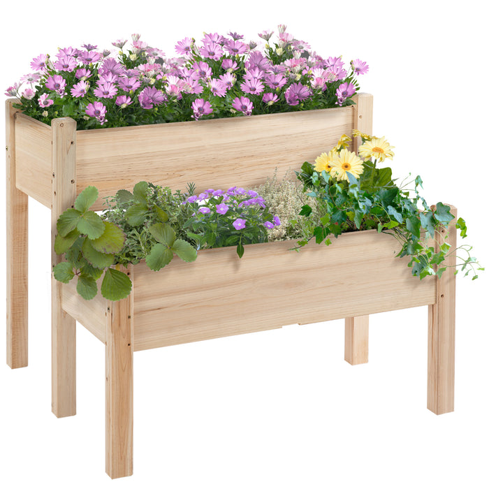 Solid Fir Wood Raised Garden Bed - 86 x 85 x 72 cm Planter for Flowers, Vegetables, and Herbs - Natural Look for Outdoor Plant Cultivation