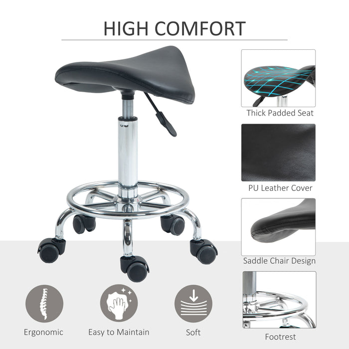 Salon Saddle Stool with Wheels - Ergonomic Rolling Chair for Massage, Spa, Tattoo, Beauty & Hairdressing - Comfort Seating for Professionals