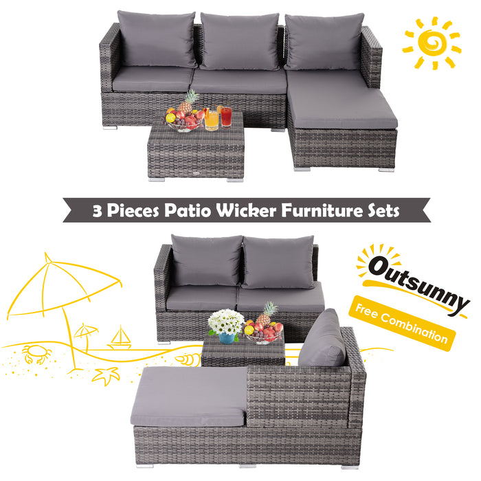 4-Seater PE Rattan Garden Lounge Set - Weather-Resistant Grey Outdoor Furniture Ensemble - Perfect for Patio and Social Gatherings