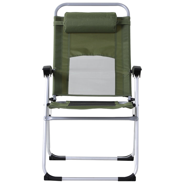 Outdoor Garden Folding Armchair with 3-Position Adjustable Recliner - Comfortable Patio Seating with Reclining Backrest and Pillow - Ideal for Relaxing in Your Backyard or Deck