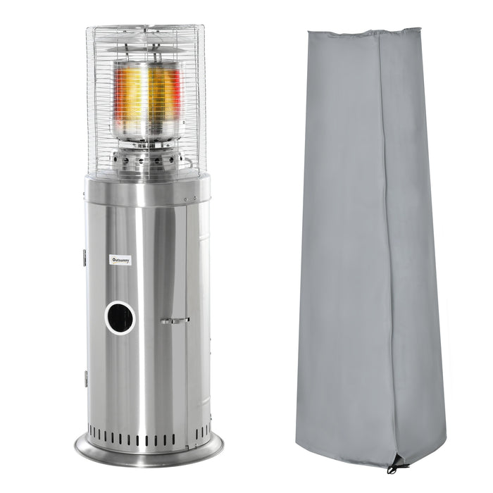 10KW Gas Patio Heater - Bullet-Style Outdoor Terrace Warmer with Dust Cover & Wheels - Ideal for Garden Heating Needs