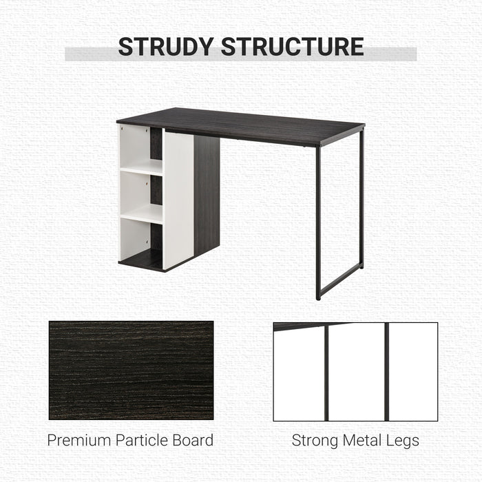 Modern Grey Workstation - Home Office Computer Desk with Storage Shelves & Study Writing Table - Ideal for Remote Work & Study Spaces