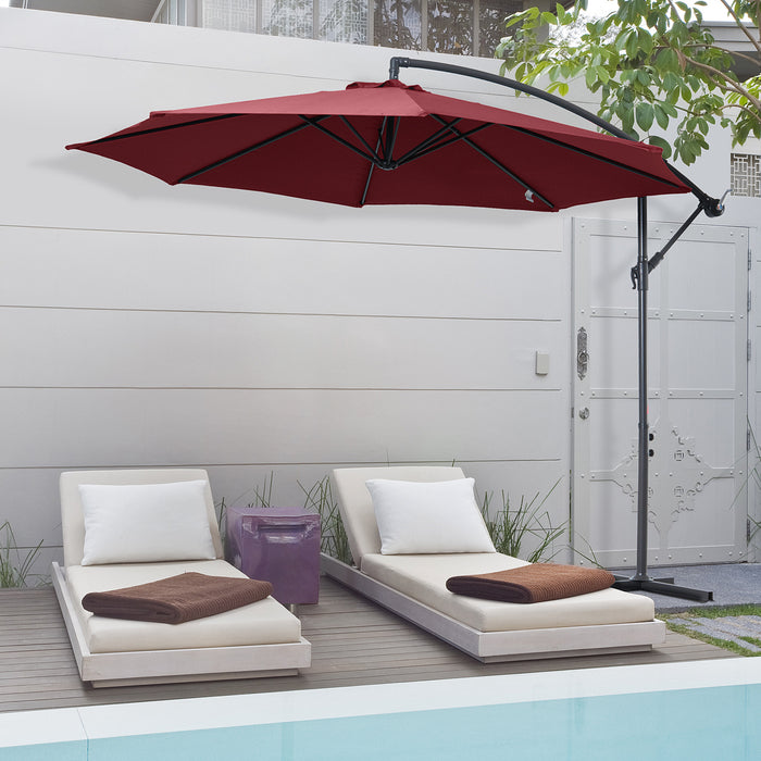 Cantilever 3m Umbrella - Banana-Style Outdoor Parasol for Garden & Patio Sun Protection - Ideal for Comfortable Shade in Wine Red