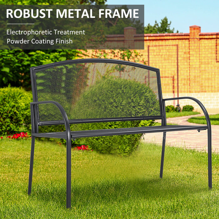 Outdoor Metal Loveseat - 2-Person Patio Bench in Grey - Ideal for Garden, Park, Porch, and Lawn Seating