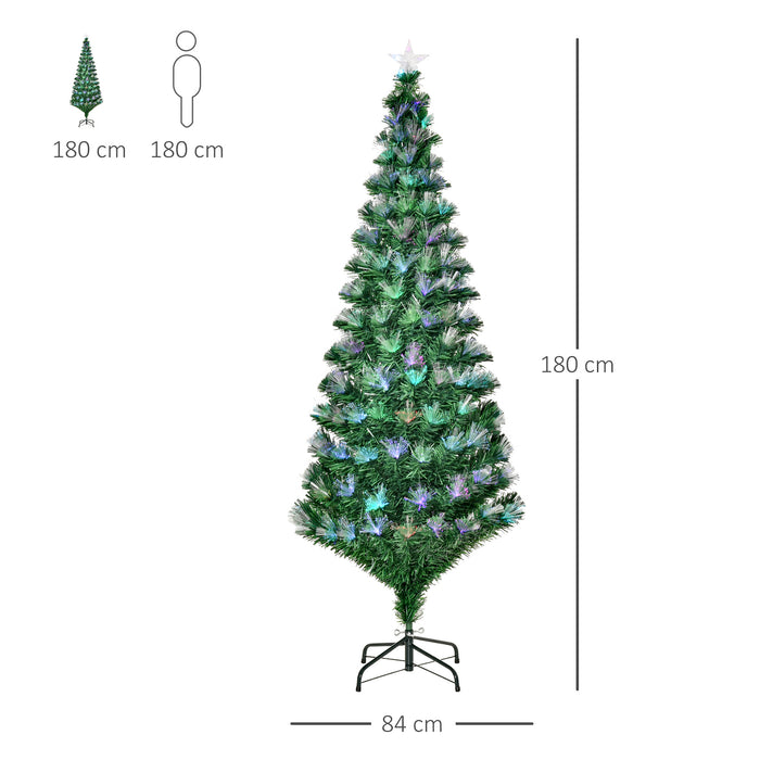 6ft Fiber Optic Artificial Christmas Tree - Pre-Lit with Colorful LED Lights and Flash Mode - Ideal Home Holiday Decoration for Festive Atmosphere