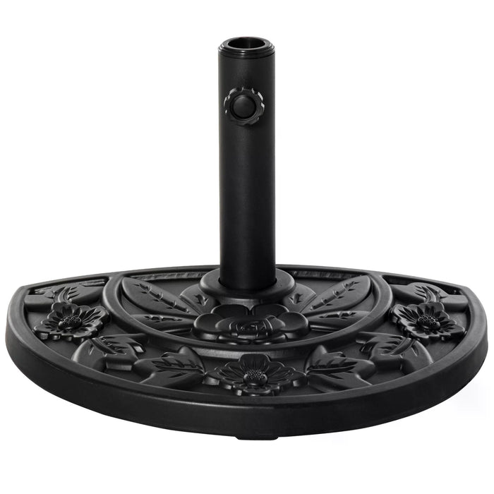 Weighted Half Round Parasol Base - Sturdy Balcony Umbrella Stand in Elegant Black - Ideal for Small Outdoor Spaces & Patio Shade Support