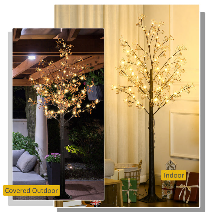 6ft Artificial Gypsophila LED Tree - 96 Warm White LED Lights with Baby Breath Flowers - Elegant Home & Wedding Decor, Suitable for Indoor/Outdoor Use