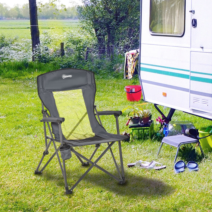 Heavy-Duty Folding Camp Chair with Cup Holder - Supports up to 136kg, Ideal for Outdoor Activities - Great for Campers, Festival-Goers & Beach BBQ Enthusiasts