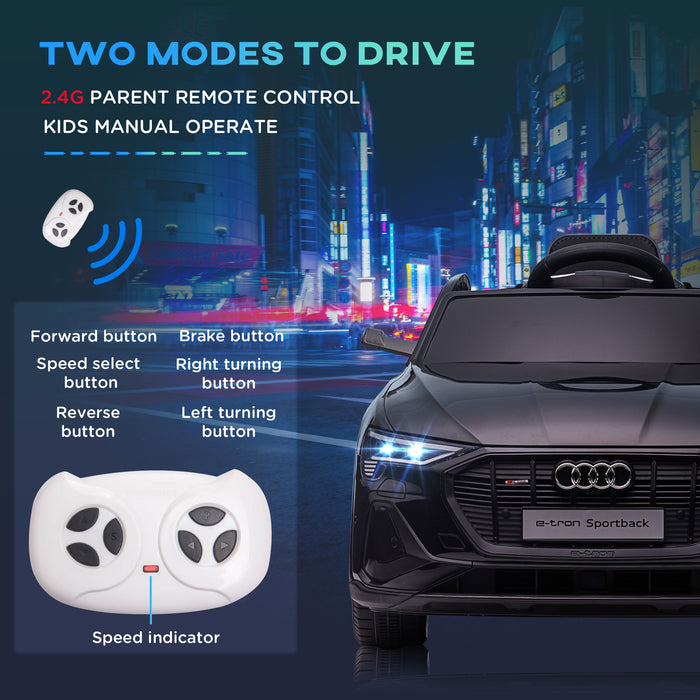 Audi E-tron 12V Licensed Ride-On Car - Dual Motor Battery Operated Kids Vehicle with Remote, Lights, Music, and Horn - Fun Electric Toy Car for Children