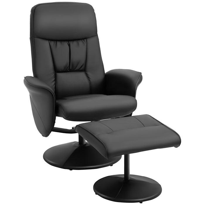 Executive Recliner Chair with Footstool - High-Back, Ergonomic Armchair Lounge Seat in Black - Ideal for Comfortable Work & Relaxation Spaces