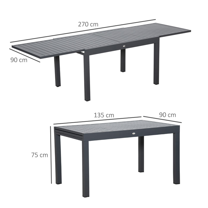 Extendable 10-Seat Garden Table - Aluminium Frame Outdoor Dining Furniture for Lawn and Patio - Ideal for Balcony Entertaining and Large Family Gatherings