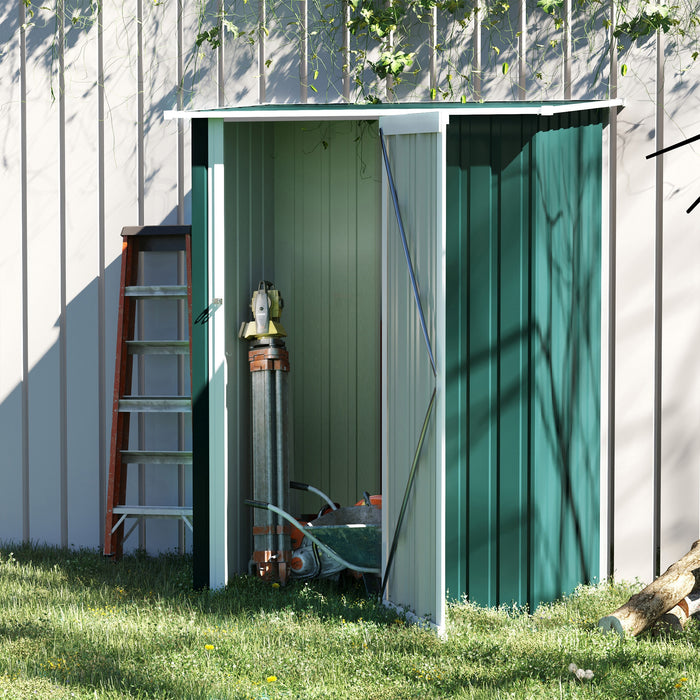 Steel Garden Shed 4.7ft x 2.8ft - Outdoor Equipment Storage with Sloped Roof and Latch Door, Weather-Resistant Finish - Ideal for Tools and Gardening Essentials Protection