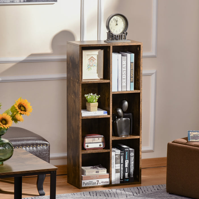 Industrial Cube Bookshelf - Rustic Brown Free Standing Display Cabinet with Storage Cubes - Ideal for Home Office, Living Room, or Study Organization