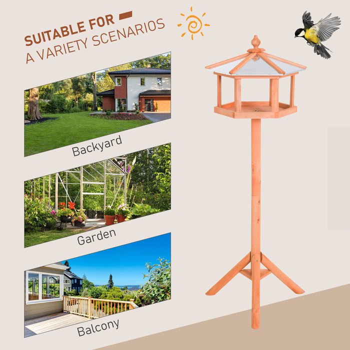 Deluxe Garden Bird Feeder Stand - 113cm Tall Wooden Feeding Station and Parrot Table - Ideal for Attracting Wild Birds and Pet Enrichment