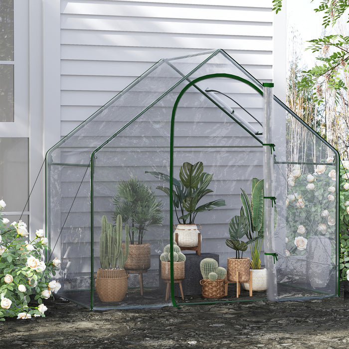 PVC Walk-In Greenhouse with Steel Frame - Outdoor Garden Flower Planter with Zippered Door and Window, 180x100x168 cm, White - Ideal for Plant Protection and Growth Optimization