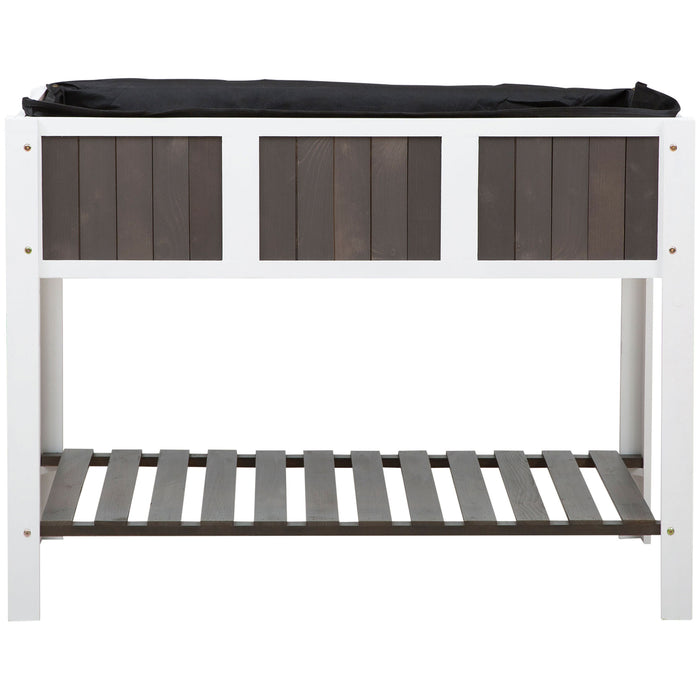 Elevated Wooden Planter Box - Raised Garden Bed with Lower Shelf for Outdoor and Indoor Use, Solid Wood Construction - Ideal for Flowers and Vegetables, 119x57x89cm