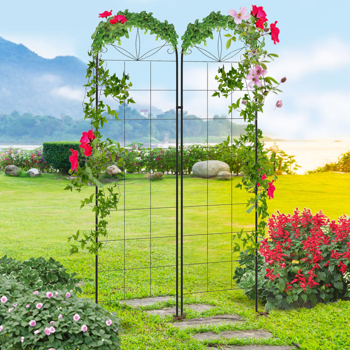 Garden Metal Trellis 2-Pack - Climbing Plant Support Frames with Grid Design - Ideal for Vine Growth and Garden Decor