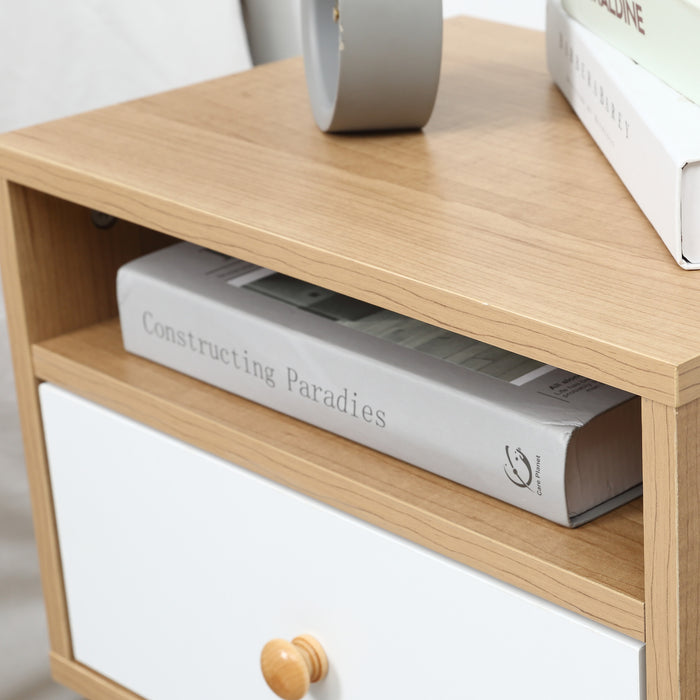 Modern Bedside Table with Drawer and Shelf - Sleek Nightstand for Bedroom and Living Room Storage - Ideal for Contemporary Home Decor and Organization