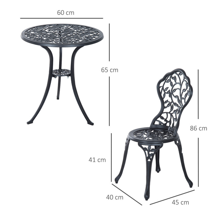 3-Piece Cast Aluminum Bistro Set - Antique Garden Furniture with Dining Table and Chairs - Outdoor Seating for Patio Enjoyment