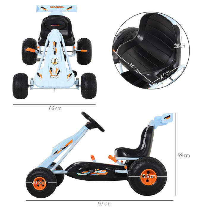 Kids Racing Pedal Go-Kart with Adjustable Seat - Durable PP Construction, Vibrant Blue/Orange Color - Ideal Outdoor Fun for Young Drivers