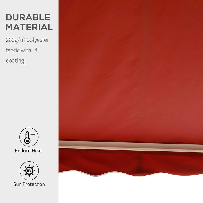 Manual Retractable Sun Shade Awning - 2.5x2m Outdoor Deck Canopy Shelter in Dark Red - Ideal for Garden Patio and Entertaining Spaces