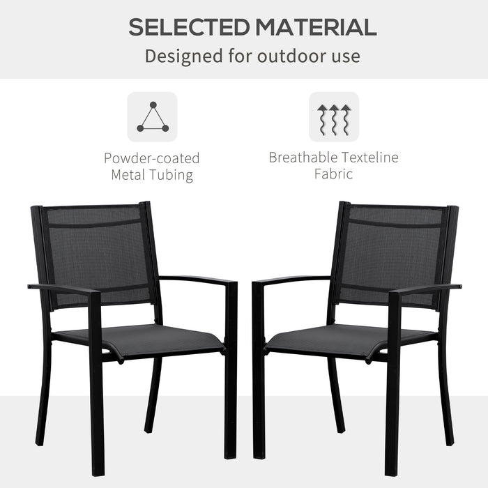 Outdoor Patio Chair Set - 2-Pack Texteline-Seated Garden Chairs with Steel Frame - Ideal for Dining & Relaxation on Patios or Balconies