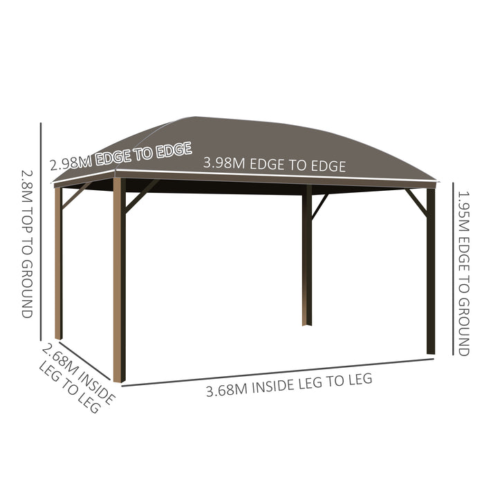 Aluminium Hardtop Gazebo 4x3m - Outdoor Patio Canopy with Metal Roof, Mesh Curtains & Side Walls, Dark Grey - Ideal for Garden Parties & Shelter in All Seasons