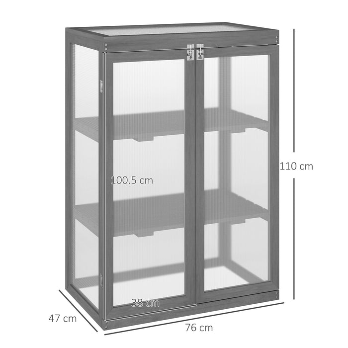 3-Tier Wooden Cold Frame Greenhouse - Polycarbonate Panel Grow House with Adjustable Storage Shelf, 76x47x110cm - Ideal for Gardeners and Plant Protection