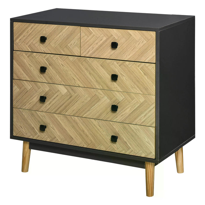 5-Drawer Chest Dresser - Freestanding Storage Cabinet with Metal Handles - Ideal for Bedroom and Living Room Organization