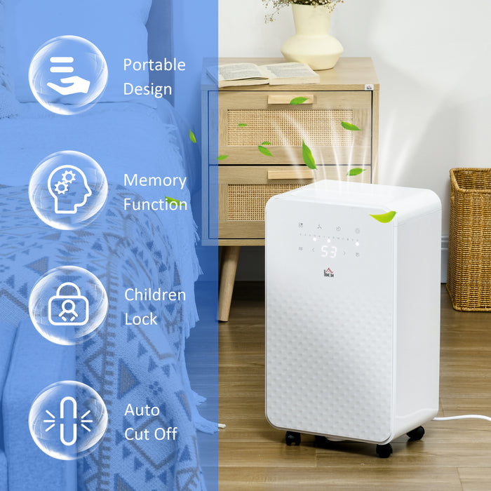 Portable 2000mL Dehumidifier with Air Purifier - 24-Hour Timer, 5 Operating Modes, 12 Liters Daily Capacity - Ideal for Home Laundry Rooms, Moisture & Odor Reduction