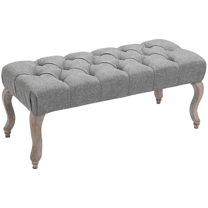 Upholstered Tufted Accent Bench - Luxurious Fabric Ottoman, Window Seat Bed End Stool - Ideal for Living Room, Bedroom, Hallway Comfort and Style