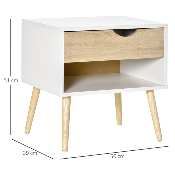 Modern Nightstand with Drawer and Shelf - Stylish Bedside Table for Bedroom or Living Room - Convenient Storage Solution for Home