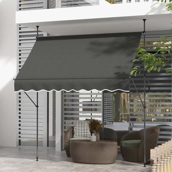 Retractable Awning 2.5 x 1.2m - Free Standing UV-Resistant Patio Sun Shade Shelter for Window and Door, Dark Grey - Ideal Outdoor Protection for Homeowners