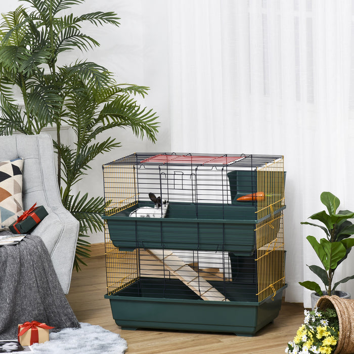 2-Story Large Animal Cage Habitat - Equipped with 3 Accessible Doors & Accessories - Ideal for Chinchillas, Guinea Pigs, and Small Puppies