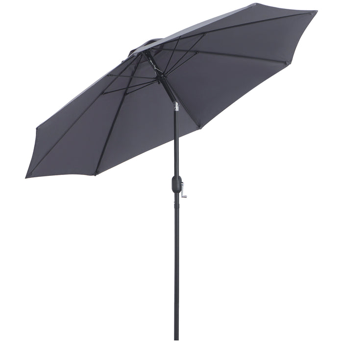 2.7M Garden Parasol with Tilt Function - Aluminium Patio Sun Umbrella & Shade Shelter, Charcoal Grey - Ideal for Outdoor Relaxation and UV Protection